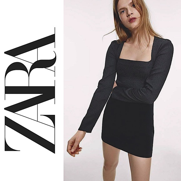 NWT Zara square neck textured long sleeve bodysuit - Picture 1 of 11